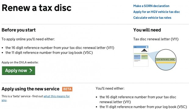 Tax disc transaction beta service